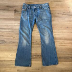 Diesel Button Fly Blue Denim Jeans Size 34 Bootcut Wide Leg Designer Classic
